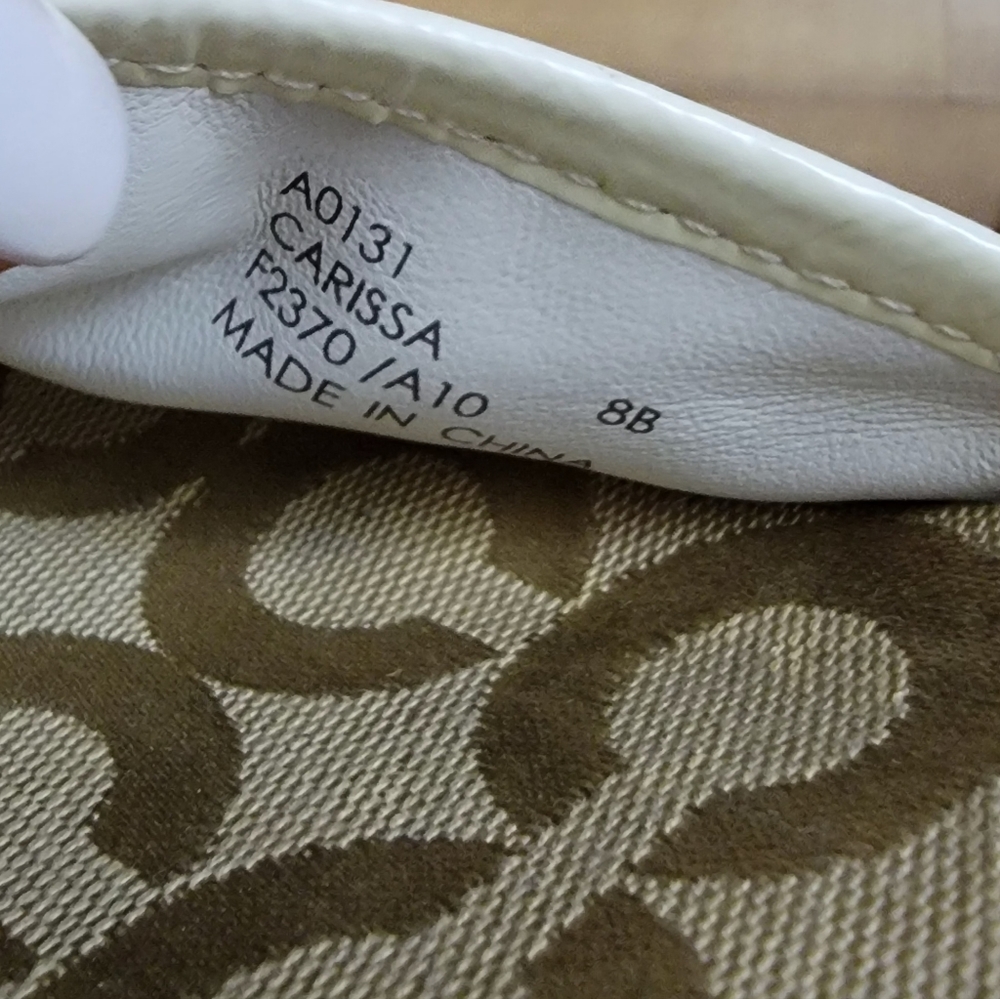 COACH Carissa Optic Art Khaki Platform Wedge Sandals - Picture 8 of 9